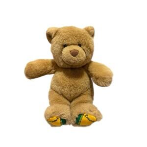 Vintage 8” Crayola Crayons Brown Teddy Bear Stuffed Plush Toy Missing Sweater